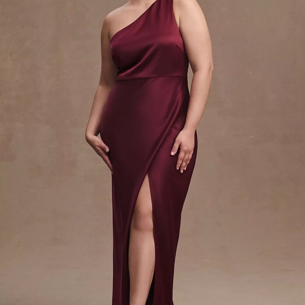 BHLDN Dylan One Shoulder Satin Slit Womens Gown Size 6 NEW WITH TAG
